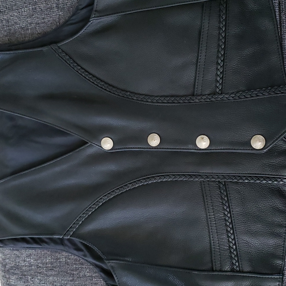 Black Leather Motorcycle Vest